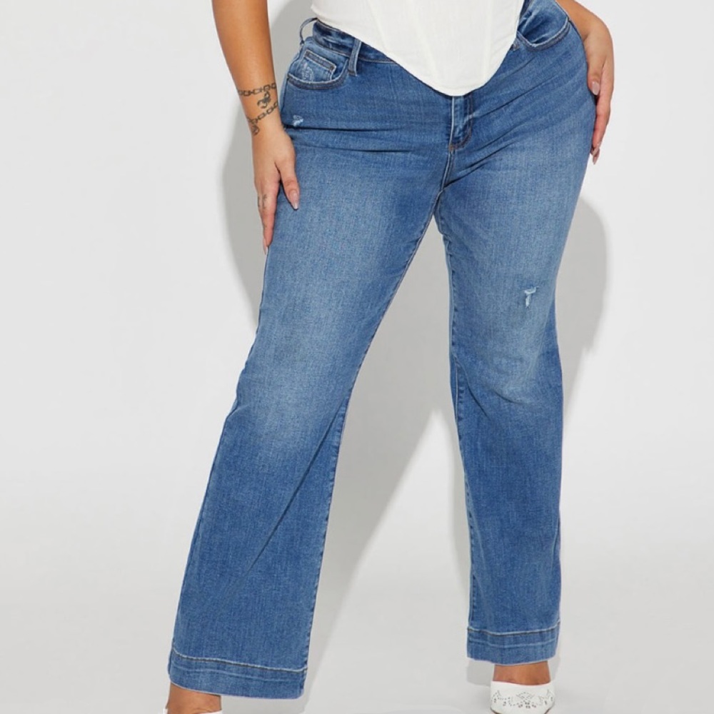 Medium Wash Midrise Flare Bootcut Jeans